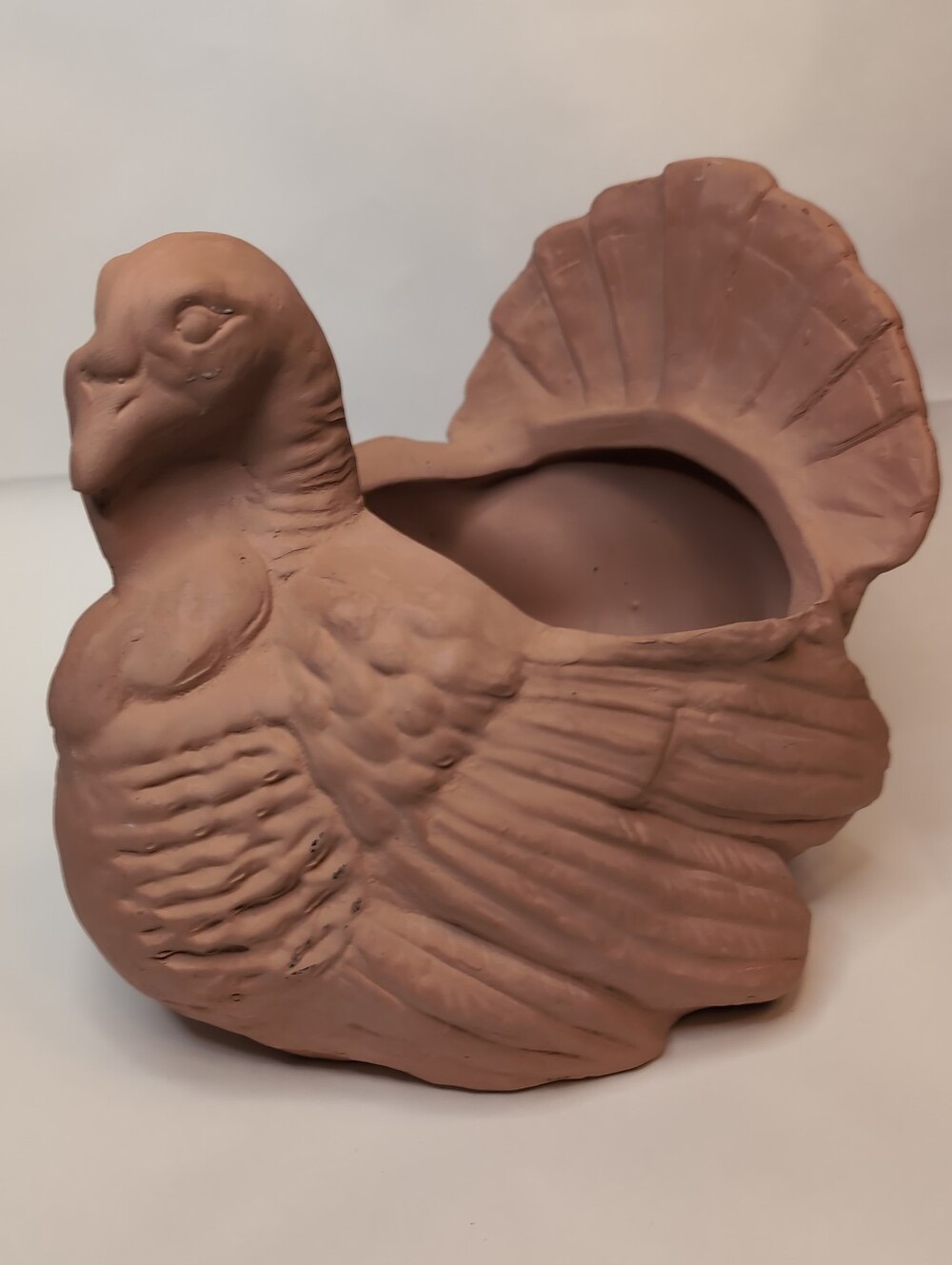 Unglazed Rustic Ceramic Terracotta Fall Turkey Planter/Center Piece